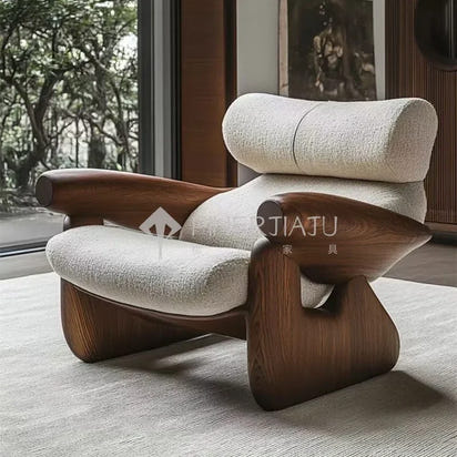 Designer Art Aesthetics Solid Wood Sofa Chair Medieval Homestay Club Sales Department Light Luxury Leisure Chair