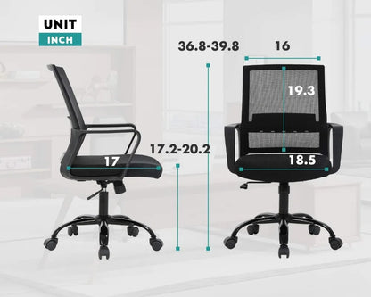 Ergonomic Office Chair with Lumbar Support, Adjustable Height, Breathable Mesh Back, and Smooth Rolling Casters