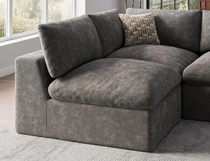 Oversize L-Shape Sectional Sofa 4 Seater Modular Padded Cushion Living Room Dark Grey Customized