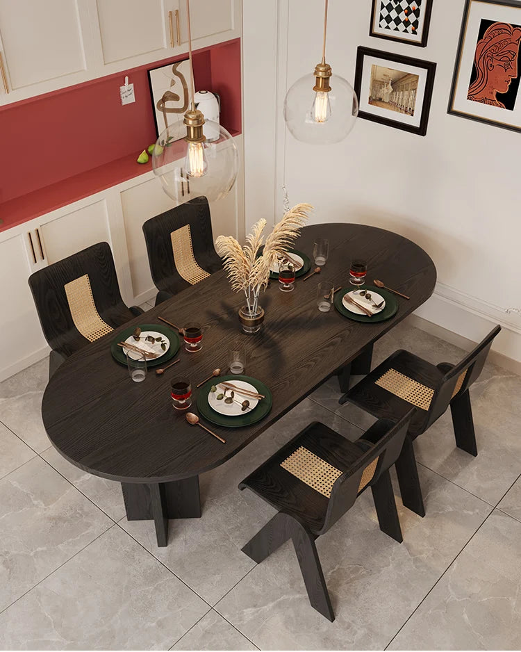 HTT oval dining table and chairs retro living room modern light luxury dining room rock slab home accessories