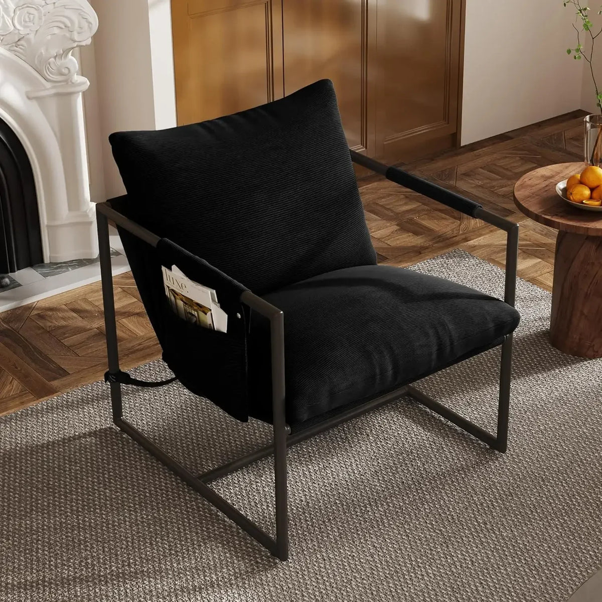 Sling Accent Chair for Living Room, Mid Century Modern Metal Frame Armchair for Reading Room, Bedroom Chair with Removable