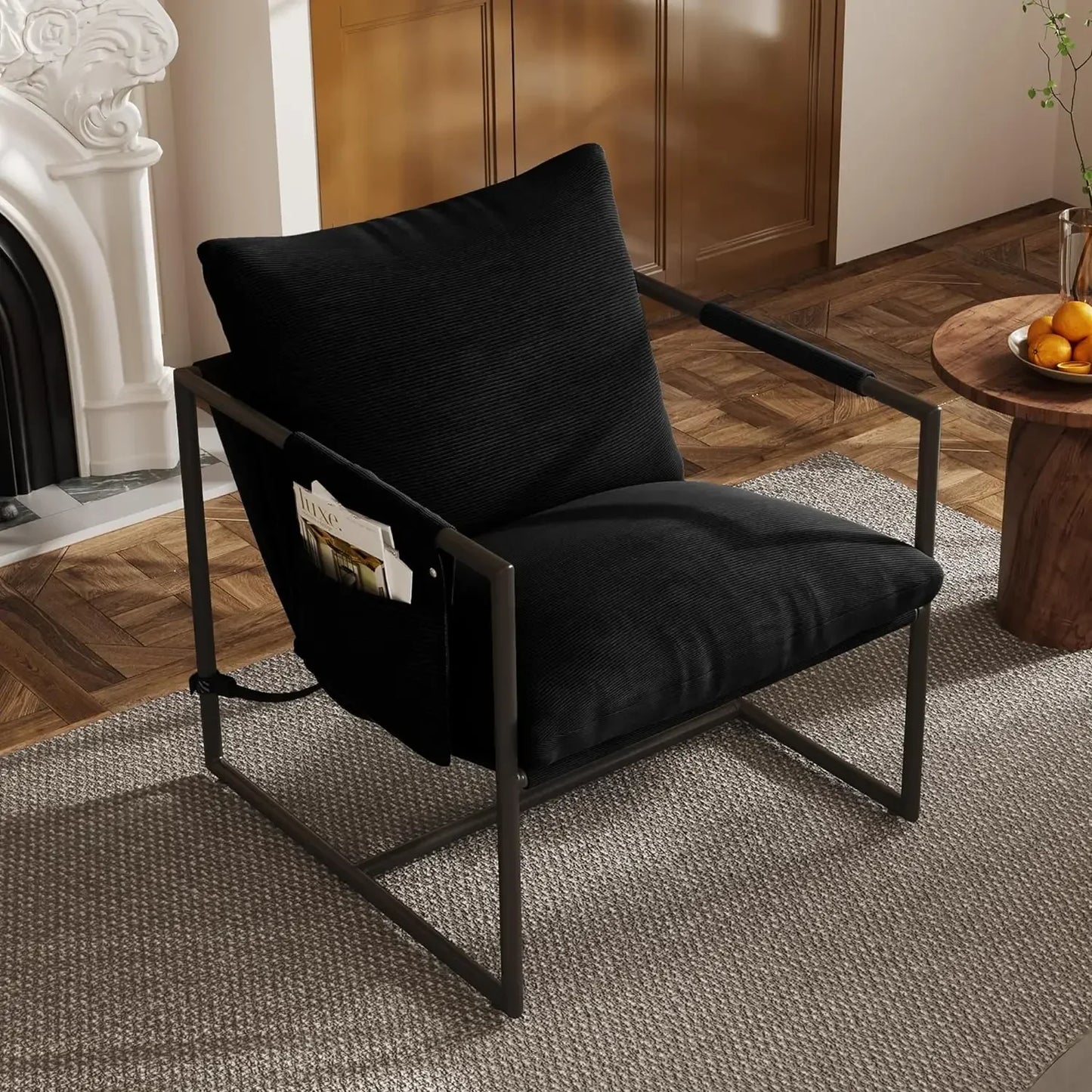 Sling Accent Chair for Living Room, Mid Century Modern Metal Frame Armchair for Reading Room, Bedroom Chair with Removable
