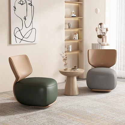 Log sofa chair Nordic living room single chair Fabric low stool Balcony casual back chair