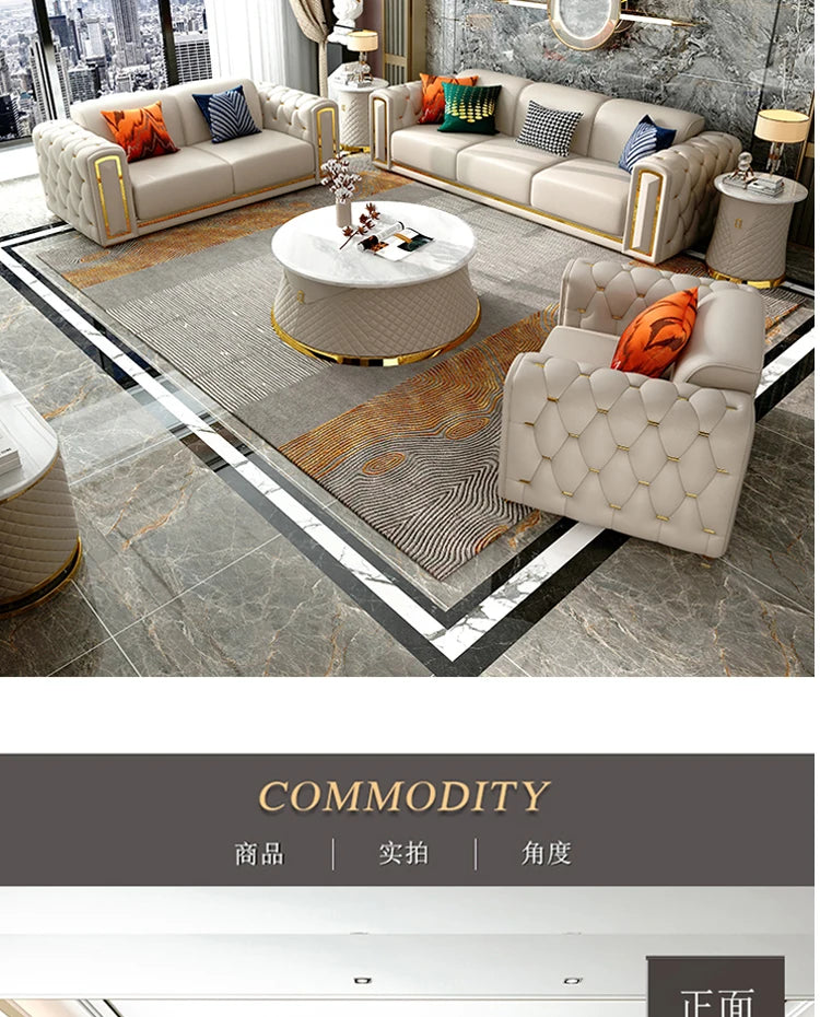A2-7   new light luxury leather sofa living room combination size modern simple first-layer cowhide sofa