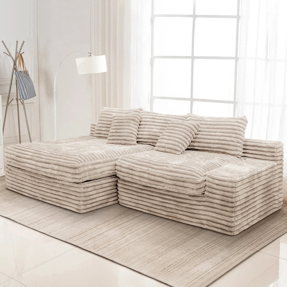 High-end Light Luxury Hot-selling Boneless Sofa Vacuum Compression Sofa Corduroy Retro Fabric Sofa