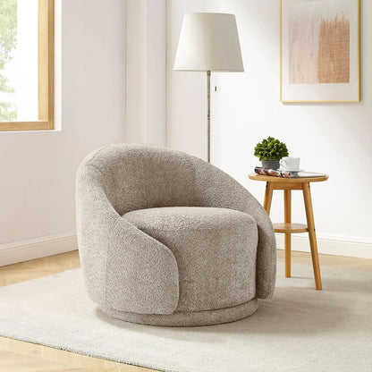Swivel Barrel Chair, Upholstered Modern Round Accent Arm Chairs, 360° Swivel Single Sofa Armchair for Living Room and Bedroom,
