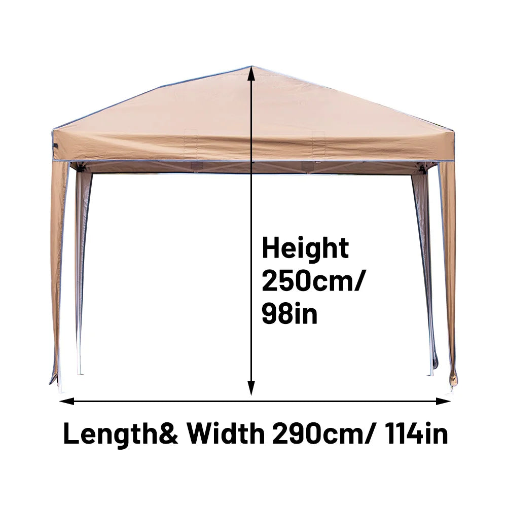 Outdoor pop-up canopy Gazebo Tent beach camping instant canopy Sunscreen rainproof khaki color (2.9 x2.9M)