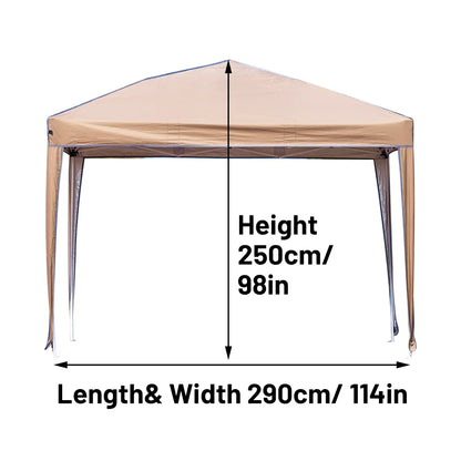 Outdoor pop-up canopy Gazebo Tent beach camping instant canopy Sunscreen rainproof khaki color (2.9 x2.9M)