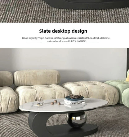 Bright Oval Coffee Tables for Tea Room Italian Rock Slab Easy To Clean Side Table Luxury Tables for Living Room a