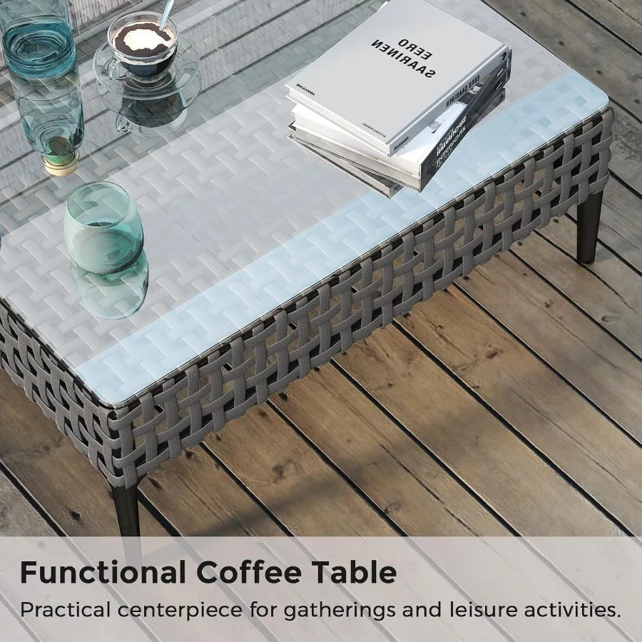 5 Pieces Outdoor Patio Conversation Set Rattan LShaped Corner Sofa Comfortable Thickening Cushions for Garden Balcony Weatherpr