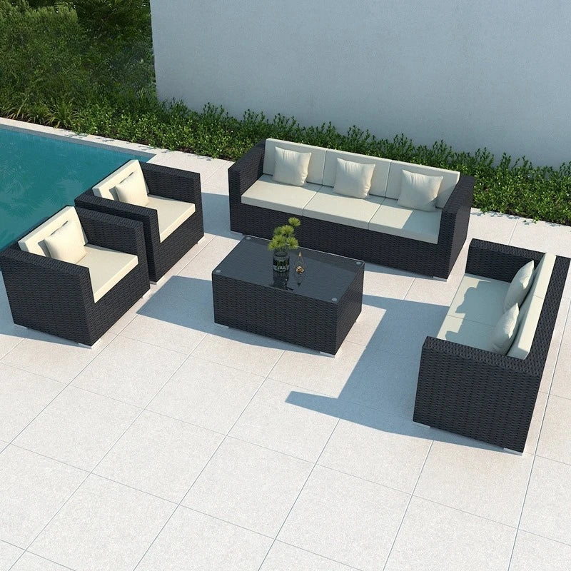 Outdoor villa courtyard sofa hotel B & B terrace waterproof sunscreen sofa furniture indoor and outdoor rattan weaving