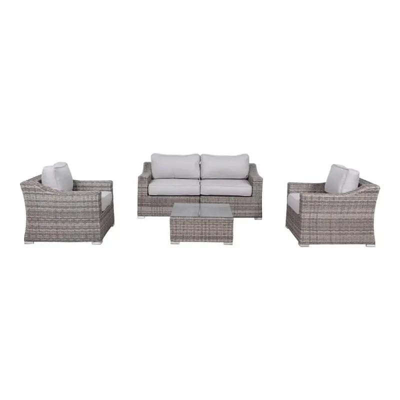 4-Seater Wicker Conversation Set with Cushions – Weatherproof & Fully Assembled Outdoor Furniture