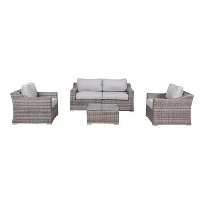 4-Seater Wicker Conversation Set with Cushions – Weatherproof & Fully Assembled Outdoor Furniture