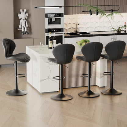 2pcs Bar Chair, 360° Rotating, Adjustable Height, Artificial Leather Upholstered With Backrest, Suitable For Dining Room