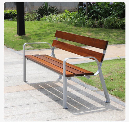 Customized New Design Solid Wood Memorial Outdoor Bench with Armrests High Quality Town Park Garden Street Waiting