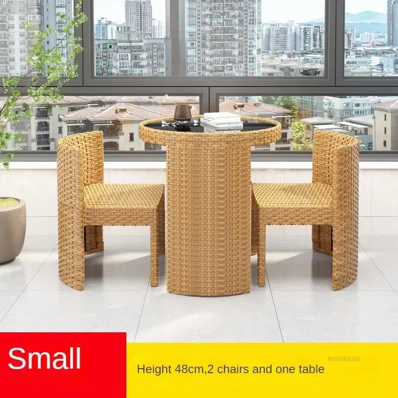 European Rattan Garden Furniture Sets Home Balcony Patio Furniture Creative Open-air Garden Furniture Combination Outdoor Set F