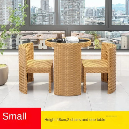 European Rattan Garden Furniture Sets Home Balcony Patio Furniture Creative Open-air Garden Furniture Combination Outdoor Set F