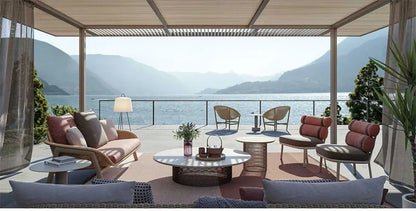 New Design Morden Outdoor Patio Furniture Sofa Set All Weather Waterproof Fabric Aluminum Sofa