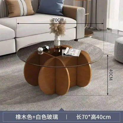 Table basse ronde en verre trempé résistant aux hautes températures, style luxe léger et créatif, stable, pour salon et maison