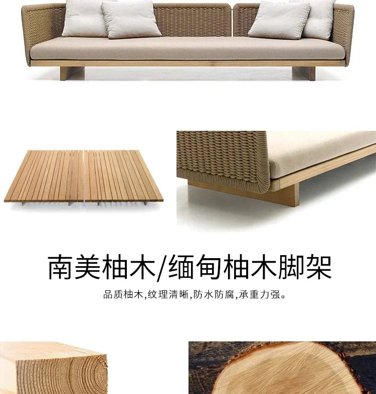 combination furniture Outdoor sofa, outdoor leisure terrace, patio, rattan sofa, teak villa, hotel, garden balcony