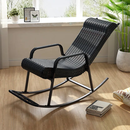 Adult Rattan Rocking Chair Outdoor Balcony Leisure Recliner Indoor Lazy Nap Chair Elderly Home Furniture