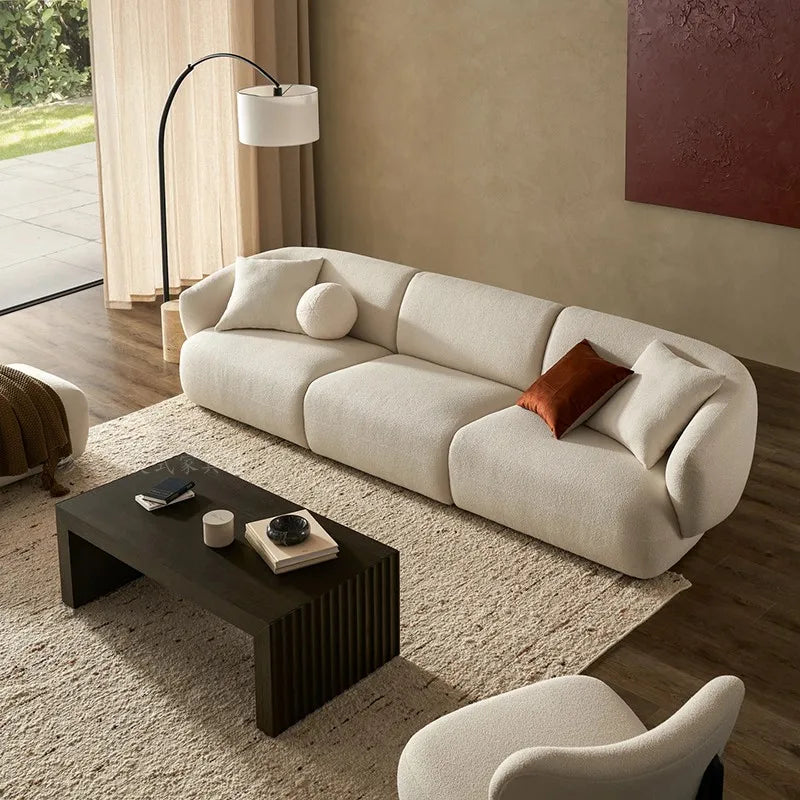 Italian light luxury cream style fabric sofa small apartment living room corner sofa new apartment