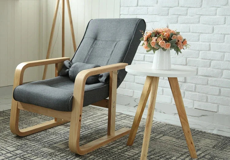 Solid Wood Living Room Designer Leisure Chair Balcony Bedroom Dormitory Fold Recliner Home Furniture Office Backrest Armrests