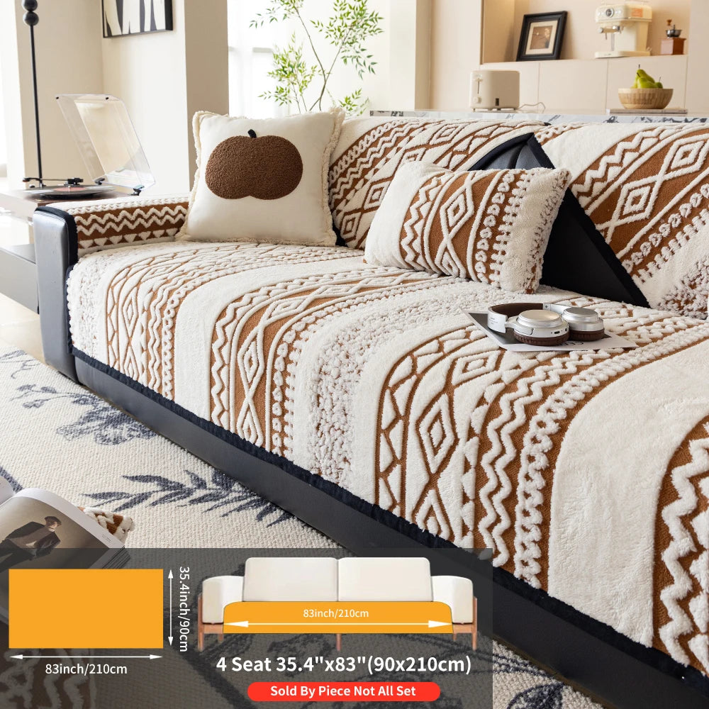 Protector Couch Cover for Sofa for Winter Fur-covered sofa cushion Pet Friendly Anti-slip Sofa Covers for living room