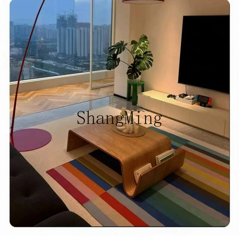 FG household simple living room creative table coffee table coffee table medium antique big curved wood