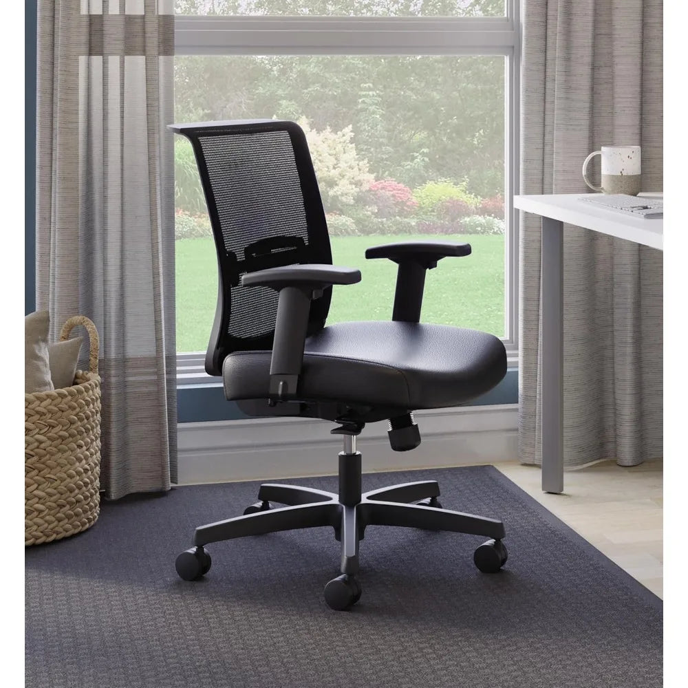 Ergonomic Office Chair with Breathable Mesh Back, Adjustable Armrests, Lumbar Support, and Rolli Feature