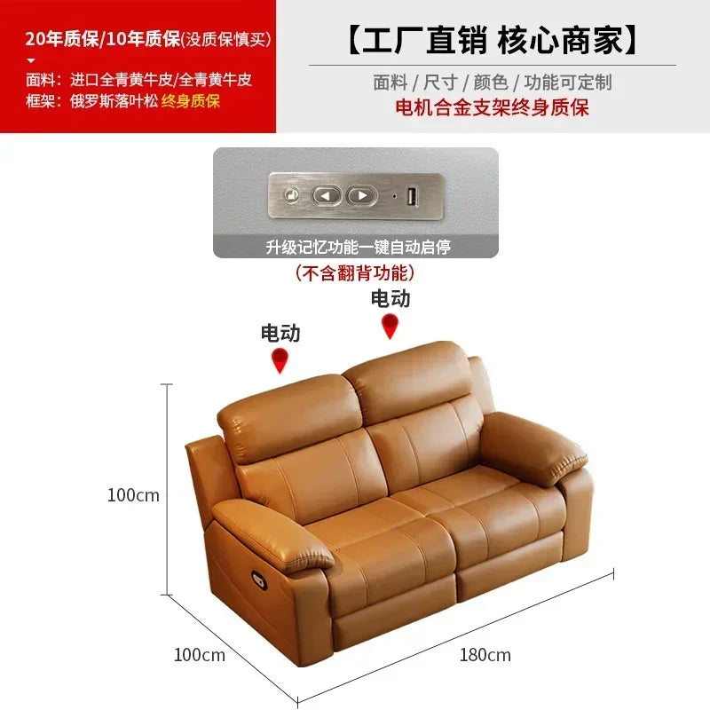 Relaxing Genuine Leather Sofa Living Room Electric Reclining Italian Sofa Lounge Luxury Divani Da Soggiorno Apartment Furniture