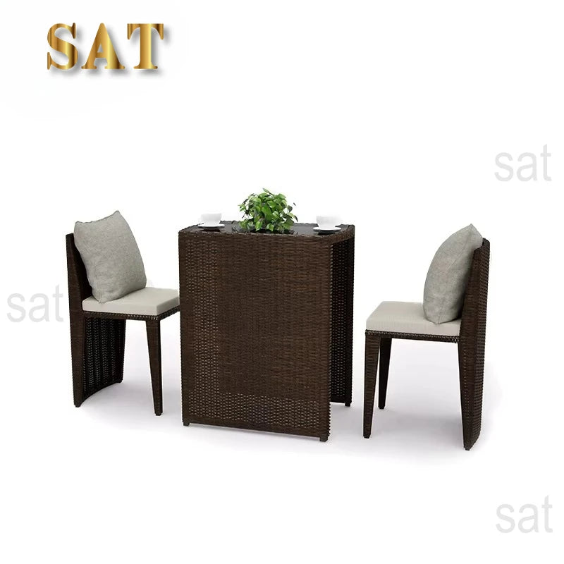 Luxury Round Patio Furniture with Fire Pit Rattan Chairs and Patio Tables Restaurant