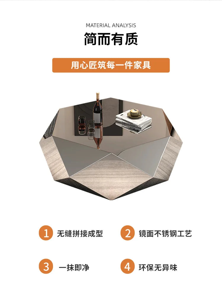 Living Room Home Designer Style Light Luxurymodern Minimalist Irregular Stainless Steel Diamond Coffee Table Mesa Auxiliar Room