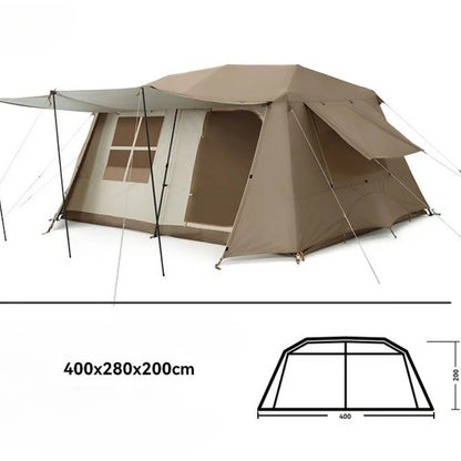 Oxford Cloth Beach Tent Rainproof Sunproof Ventilation Nature Hike Family Travel Shelter Tent Large Space Camping Supplies Tents