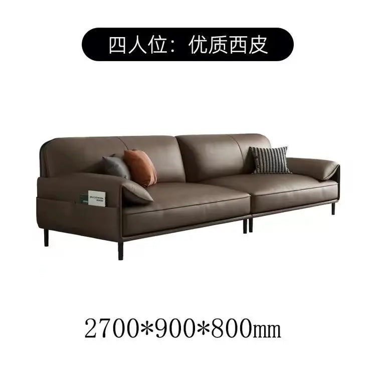 Simple Modern Office Sofa Coffee Table Set Luxury Genuine Leather Three-Seater for Business Meeting Reception Living Room Hotel