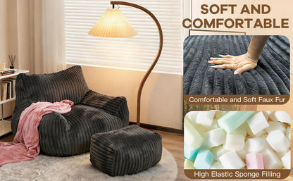 Reading Chair Bean Bag Chairs for Adults, Living Room Furniture, BeanBag Density Foam Couch, Floor Lazy Soft, Comfy Reading Nook