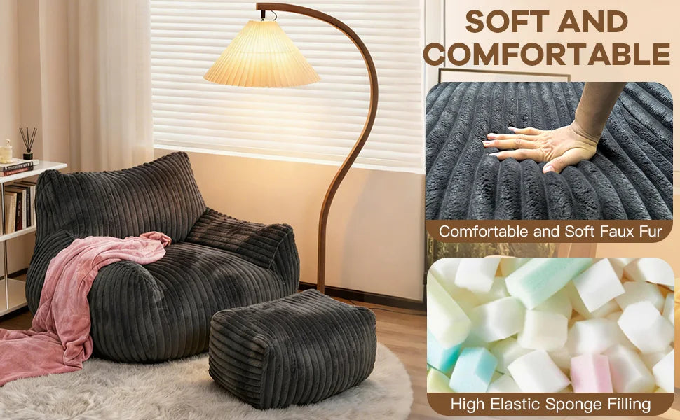 Reading Chair Bean Bag Chairs for Adults, Living Room Furniture, BeanBag Density Foam Couch, Floor Lazy Soft, Comfy Reading Nook