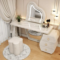 User-friendly Nordic Led Mirror Dressing Table Brown Drawer Bedroom Light Dressing Table Beautiful Storage Furniture Comfy