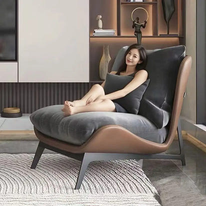 Comfortable Single Sofa Chair for Balcony or Living Room Lazy Sofa Lounge Chair for Bedroom or Reading Upholstered Accent Chair