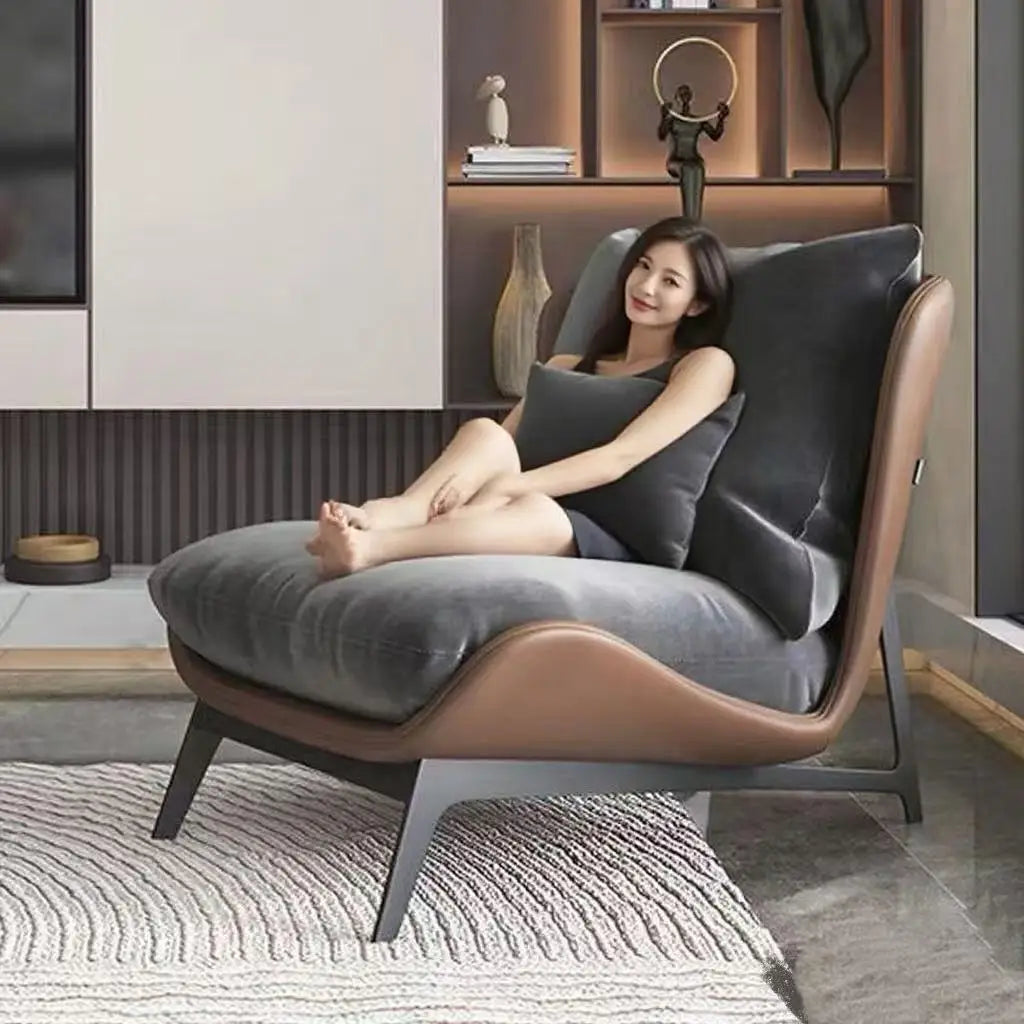 Comfortable Single Sofa Chair for Balcony or Living Room Lazy Sofa Lounge Chair for Bedroom or Reading Upholstered Accent Chair