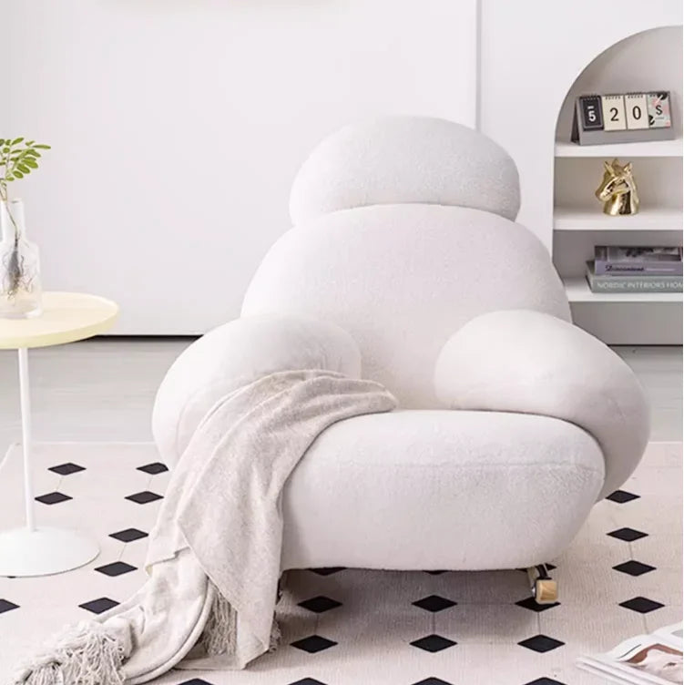 Big white Internet celebrity rocking chair lazy sofa single rocking cream living room lazy chair simple balcony bedroom