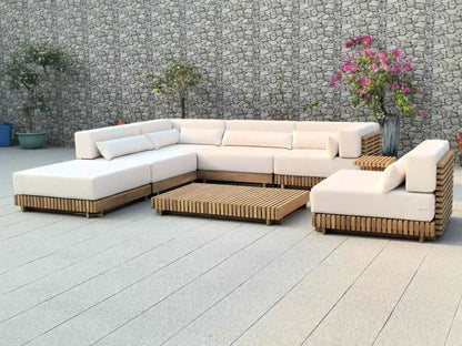 Deluxe Teak Outdoor Garden Sofa Set Aluminum Terrace Furniture Villa Resort Balcony Use