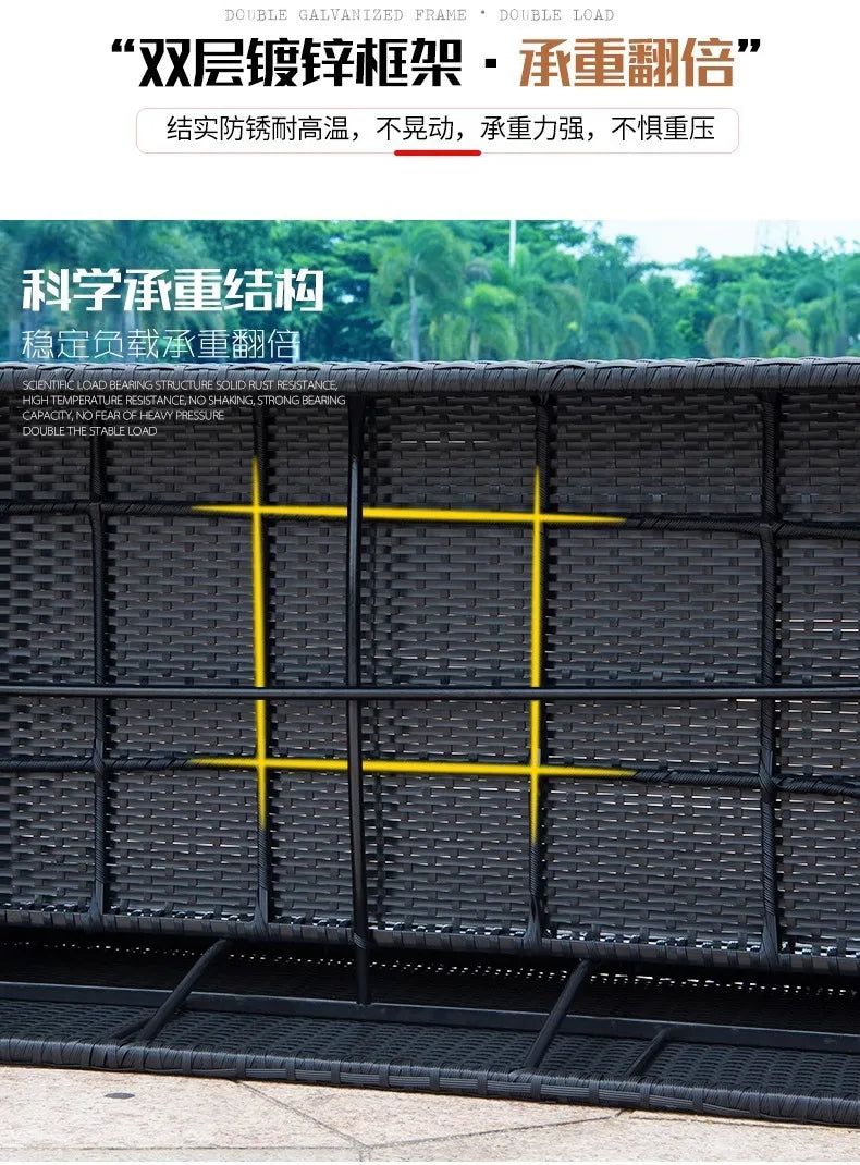 Outdoor rattan sofa combination courtyard terrace  waterproof sun protection outdoor garden rattan sofa furniture