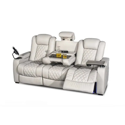 Furniture Smart Home Electric Power Recliner Genuine Leather VIP Home Theater Sofa For Bedroom & Living Room USB LED Cool Cup