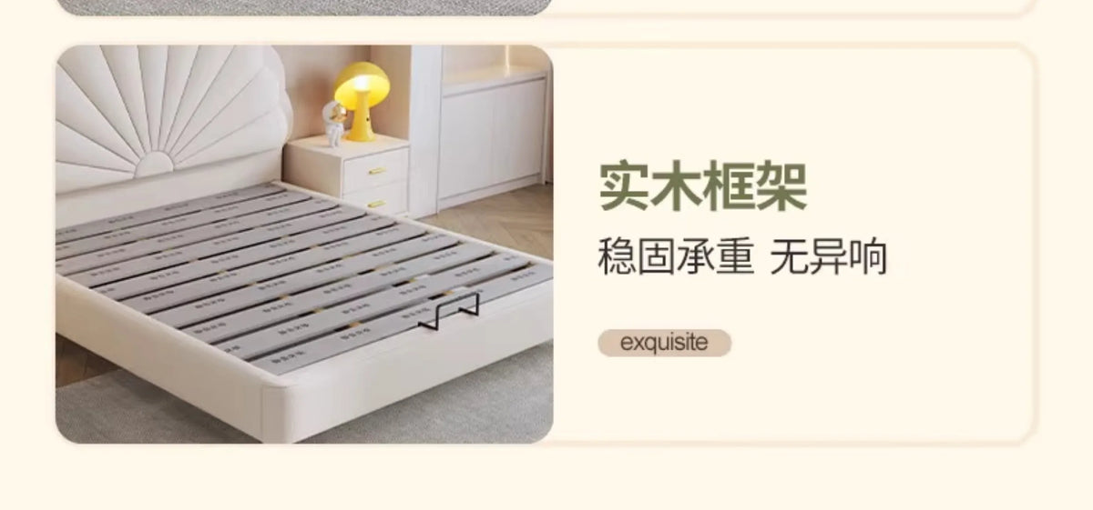 cheap Luxury Leather Princess Petal Bed with LED Lights queen bed frames 120x200cm 135x200cm 150x200cm 180x200cm Beds Furniture