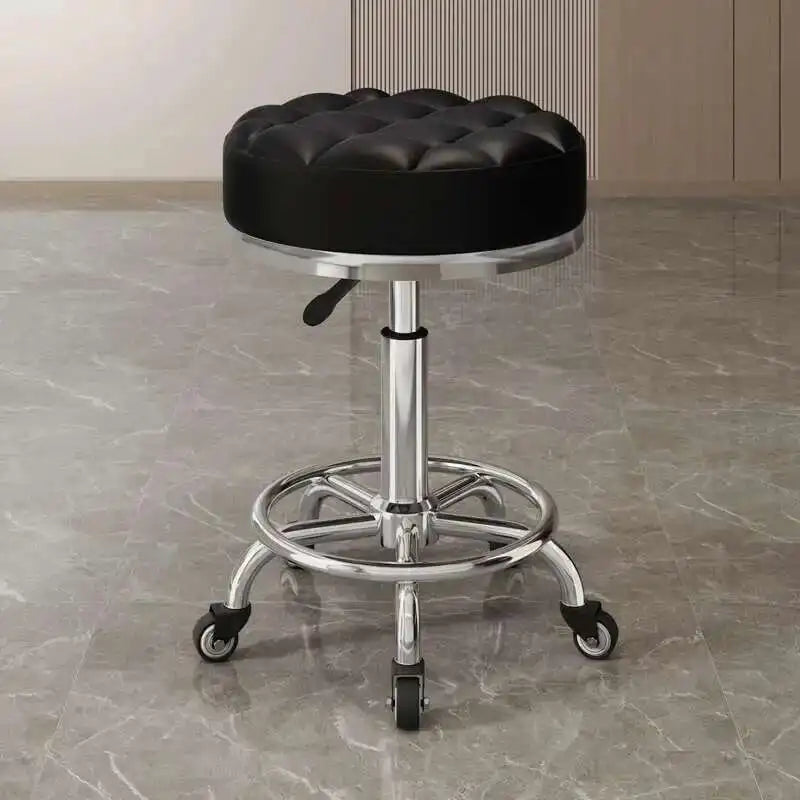 Barber Nail Salon Chair Swivel Wheels Rotating Salon Hair Stylist Barbershop Equipment Furniture Professional Rolling Silla