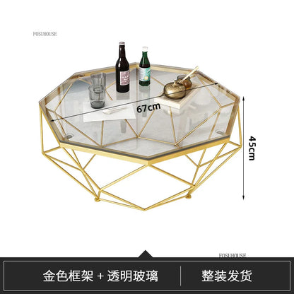 Nordic Light Luxury Tempered Glass Coffee Tables Small Apartment Sofa Side Table Simple Iron Corner Table Living Room Furniture