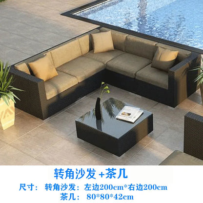 Outdoor sofa combination courtyard garden balcony rattan table and chairs terrace waterproof and sun protection outdoor