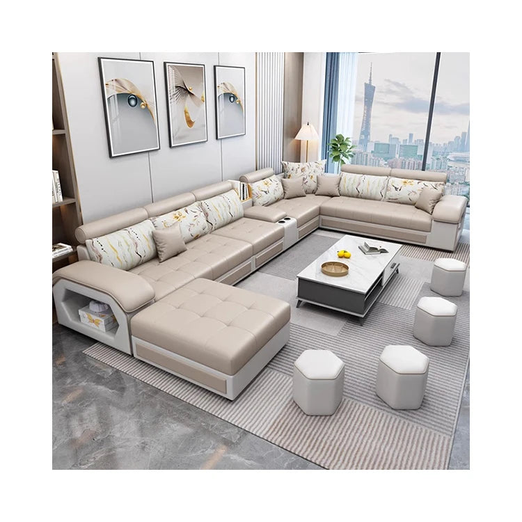 #For Modern Multifunctional U-Shaped Sofa Set Living Room Furniture Corner Sofa with Speakers 7 Seater Fabric Sofa Set*