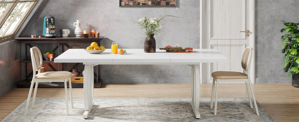 Tribesigns Dining Table for 4-6 People, 63-Inch Large Dinner Table with Heavy Duty Metal Frame, Modern Industrial Kitchen Table